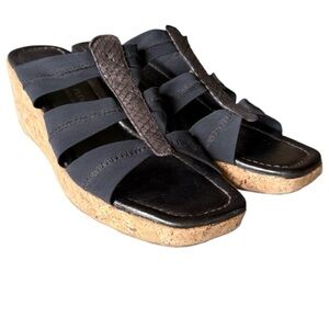 DONALDJ PLINER Brown Cork Wedge Heel Slip On Sandals Slides Size. Clare 7.5